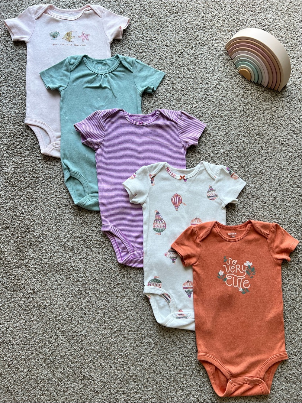Carter’s Mixed Pastel Baby One-Piece Bodysuit Set - 5 Pack